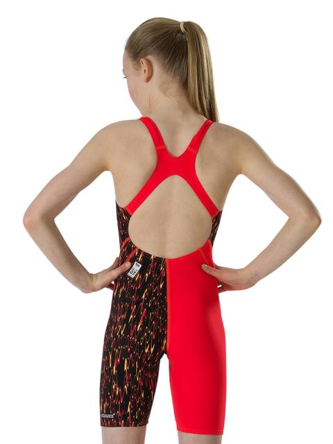 Speedo Fastskin Junior Endurance+ Papaya Punch & Black Openback Kneelength