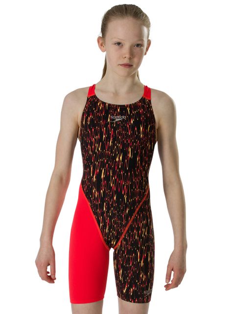 Speedo Fastskin Junior Endurance+ Papaya Punch & Black Openback Kneelength