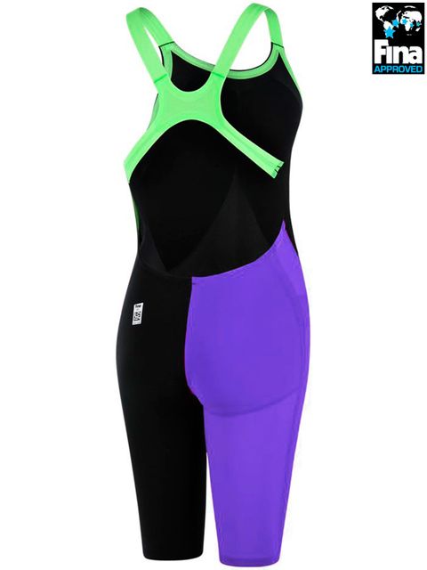Speedo Fastskin LZR Elite 2 Violet & Green Fizz Openback Kneelength