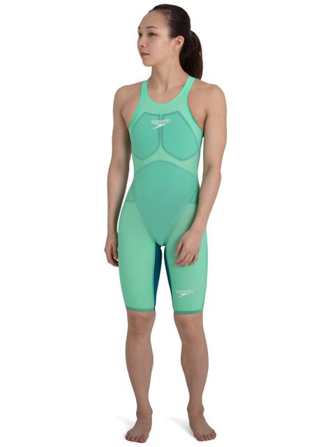 Speedo Fastskin LZR Pure Valor Green Glow Openback Kneelength 