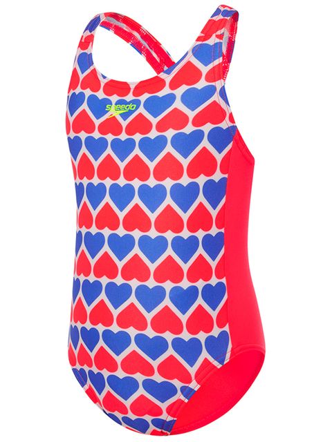 Speedo Hearts Medalist Red Toddler Girls One Piece