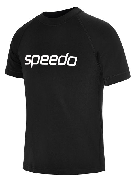 Speedo Logo Black Boys Short Sleeve Sun Top
