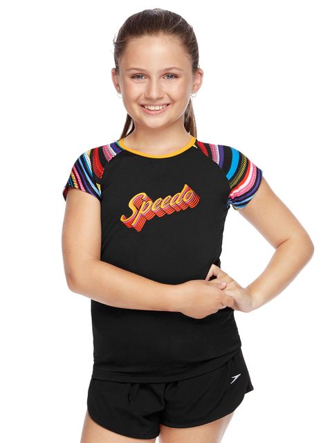 Speedo Retro Vibe Girls Cap Sleeve Sun Top