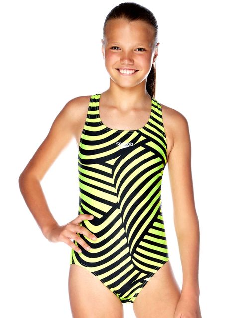 Speedo School Colours Safety Yellow Girls One Piece