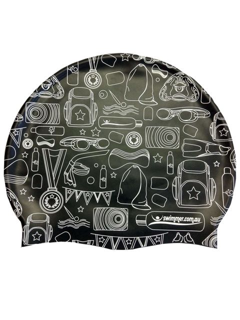 Swimmer.com.au Black Silicone Swim Cap
