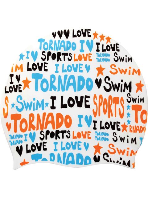 I Love Tornado White Swim Cap
