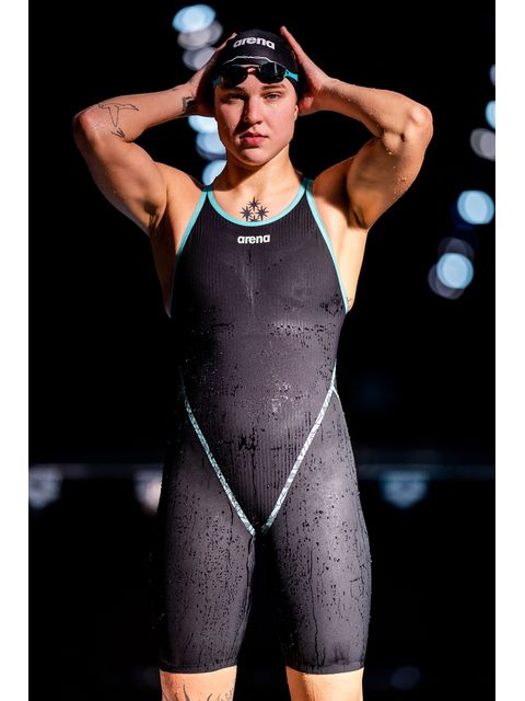 Arena Powerskin Primo Open Back Kneelength - Black/Teal