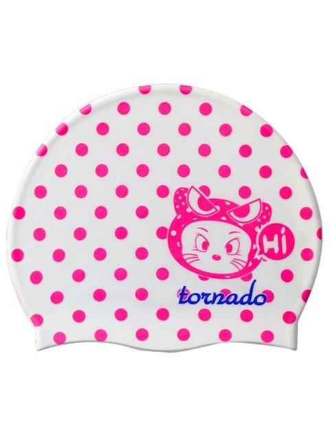Tornado Pink Polka Swim Cap 