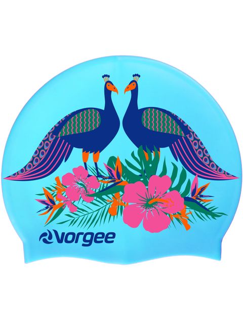 Vorgee Peacock Silicone Swim Cap