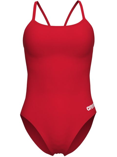 Arena Solid Lace Back One Piece - Red/White