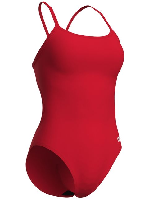 Arena Solid Lace Back One Piece - Red/White