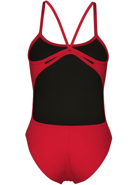 Arena Solid Lace Back One Piece - Red/White