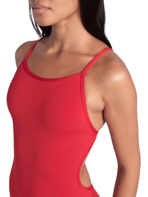 Arena Solid Lace Back One Piece - Red/White