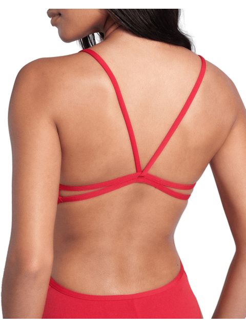 Arena Solid Lace Back One Piece - Red/White