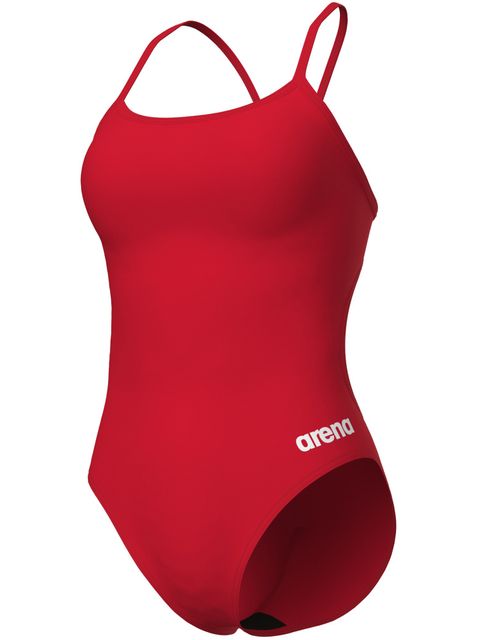 Arena Solid Lace Back One Piece - Red/White