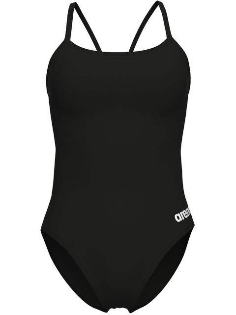 Arena Solid Lace Back One Piece - Black/White