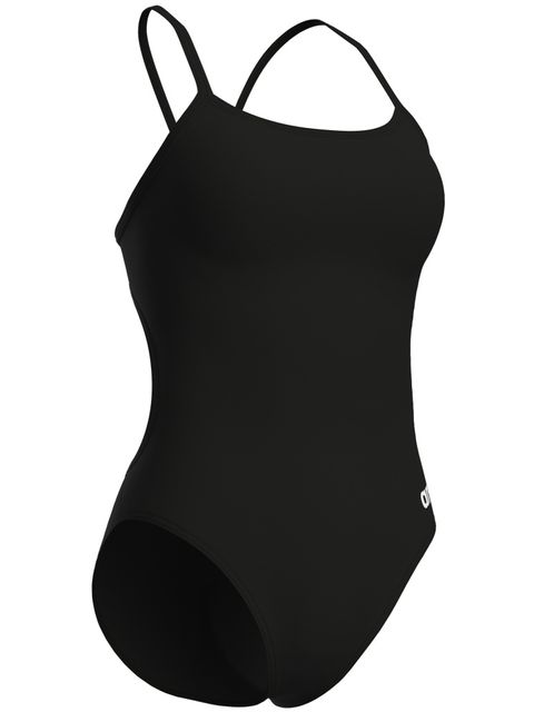 Arena Solid Lace Back One Piece - Black/White