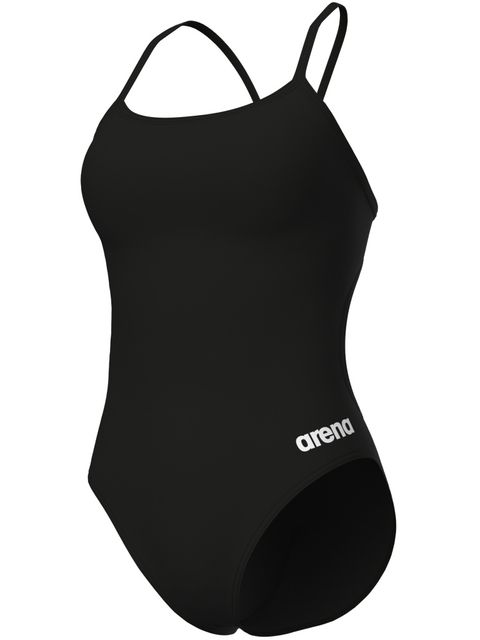 Arena Solid Lace Back One Piece - Black/White