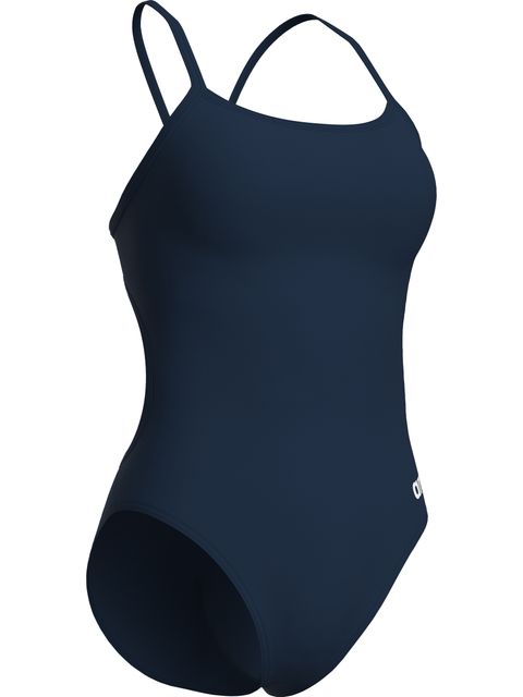 Arena Solid Lace Back One Piece - Navy/White
