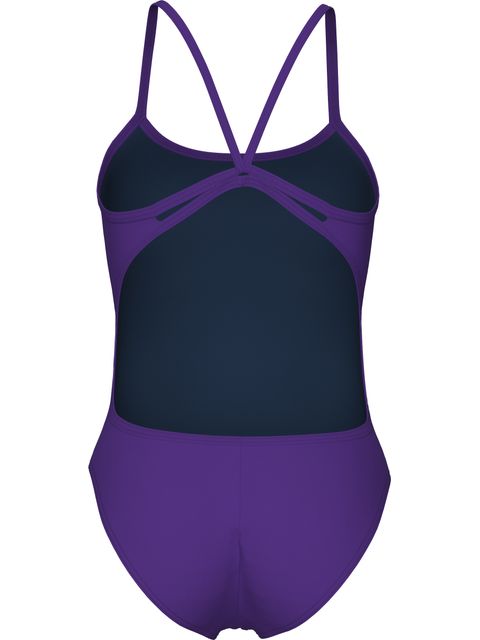 Arena Solid Lace Back One Piece - Plum/White