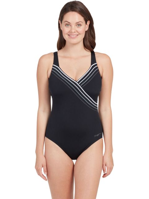 Zoggs Suffolk Concealed Underwire One Piece - Grey/White