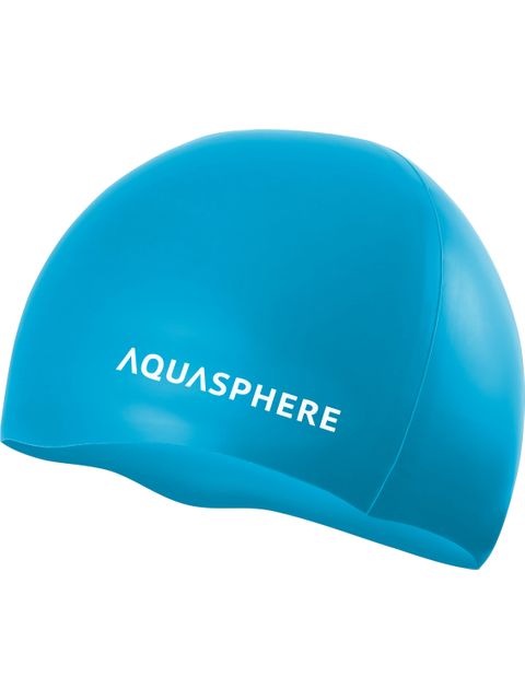 Aqua Sphere Plain Swim Cap - Blue/White