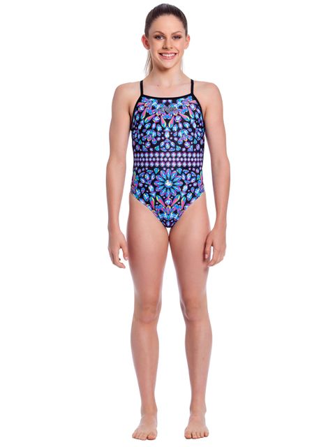Zealous Glitter Snap Girls One Piece Front Full