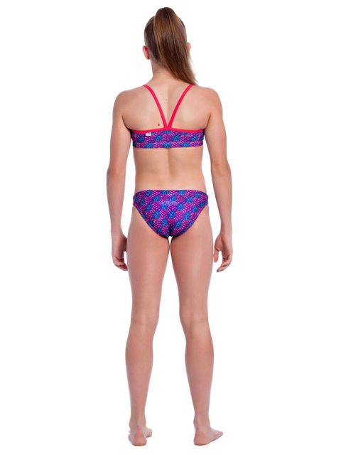 Zealous Pink Paradise Girls Sports Bikini Back