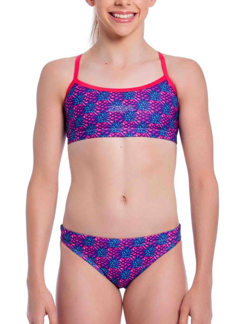 Zealous Pink Paradise Girls Sports Bikini Crop