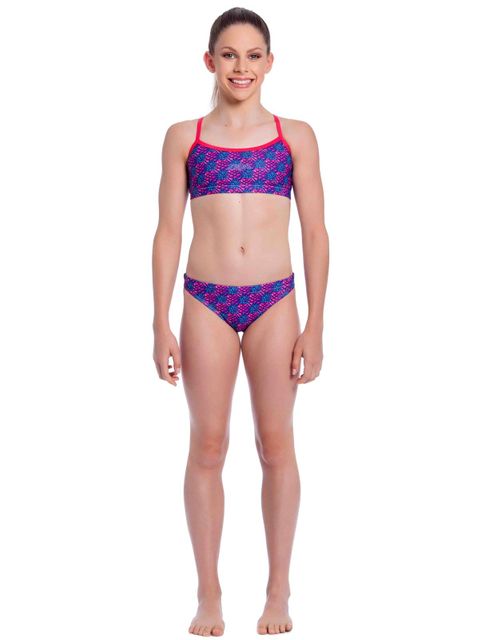 Zealous Pink Paradise Girls Sports Bikini Front