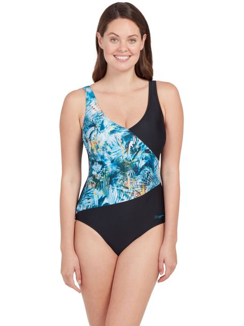 Zoggs Front Crossover V Back One Piece - Sea Dreamer