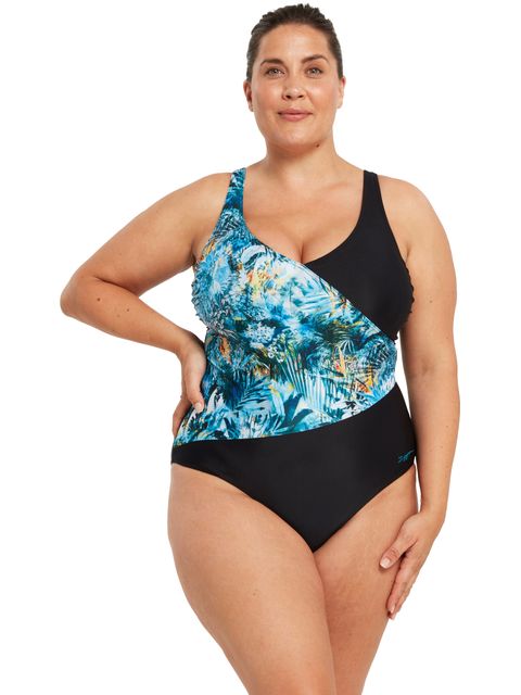 Zoggs Front Crossover V Back One Piece - Sea Dreamer