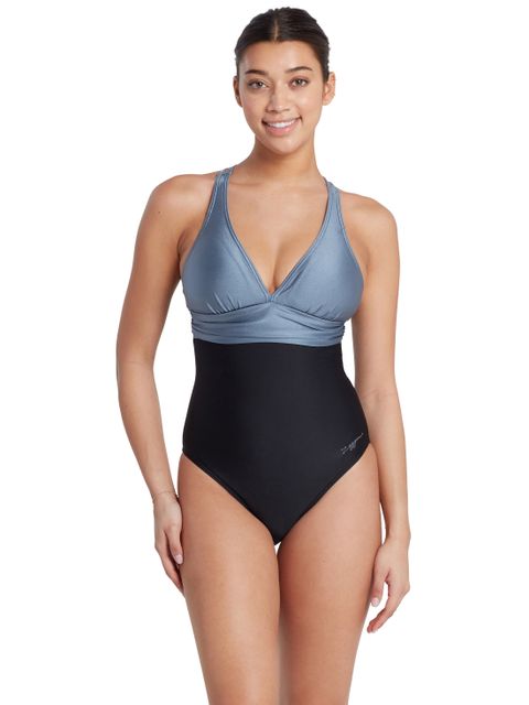 Zoggs Panel Crossback One Piece - Black Metal