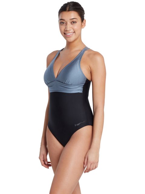 Zoggs Panel Crossback One Piece - Black Metal