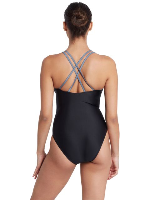 Zoggs Panel Crossback One Piece - Black Metal