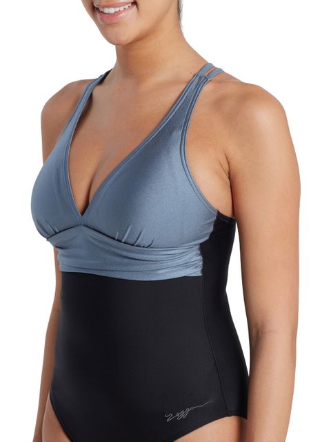 Zoggs Panel Crossback One Piece - Black Metal