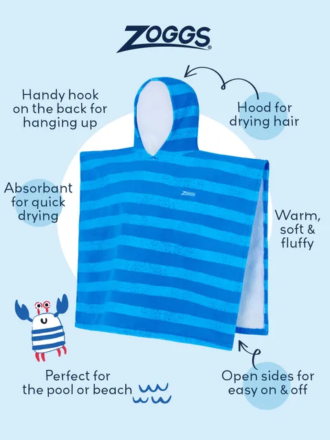Zoggs Poncho Hooded Towel - Nautical Stripes