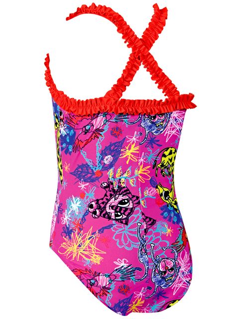 Zoggs Scribbly Jungle Ruffle Toddler Girls One Piece
