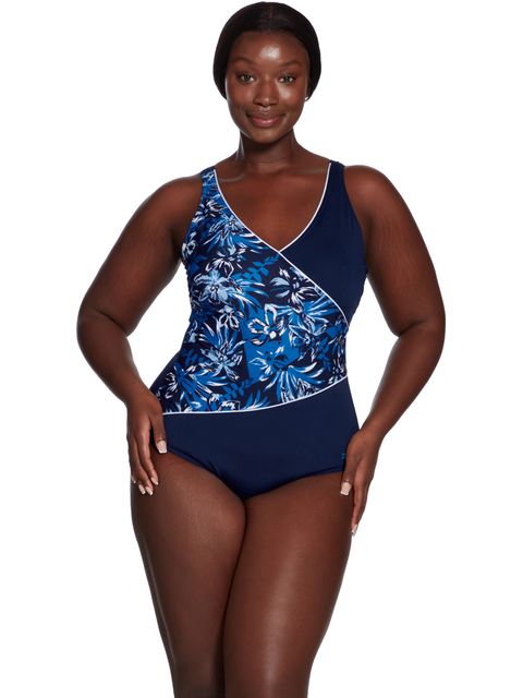 Zoggs Wrap Front One Piece - Sapphire