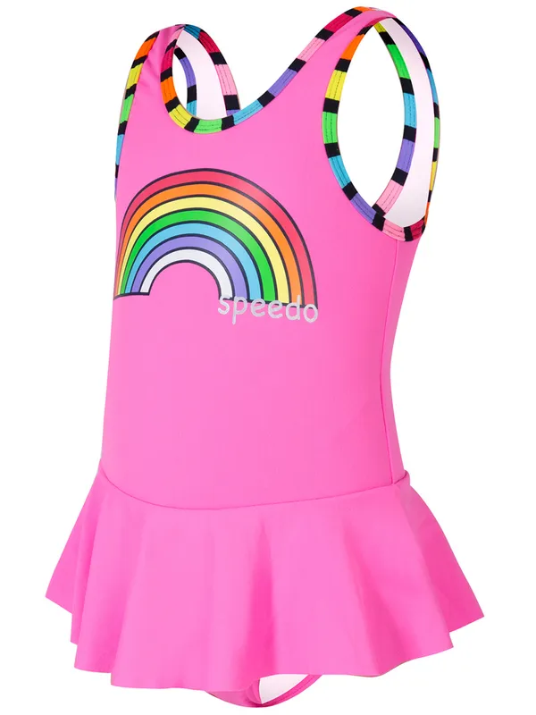 Speedo Rainbow Skirt Toddler Girls One Piece Swimsuit