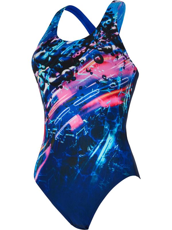 Zoggs Women's Cannon Strike Back One Piece Swimsuit, Black Orange Blue Size 12 | UK
