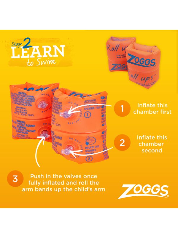 Zoggs Roll Ups Arm Bands Orange