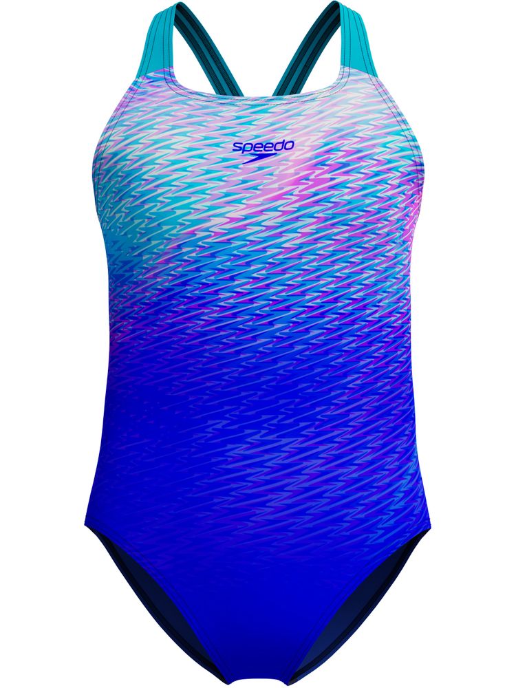 Speedo Print Placement Powerback One Piece - Sapphire/Blue