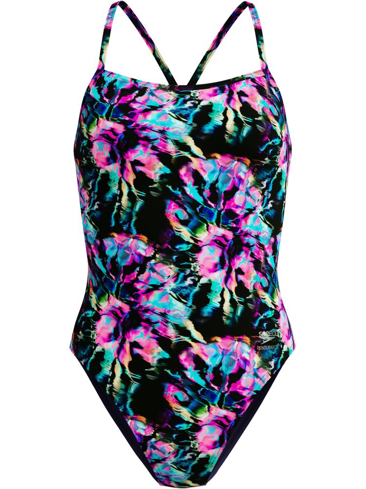 Speedo Print V-Back 2.0 One Piece - Glitchy/Black