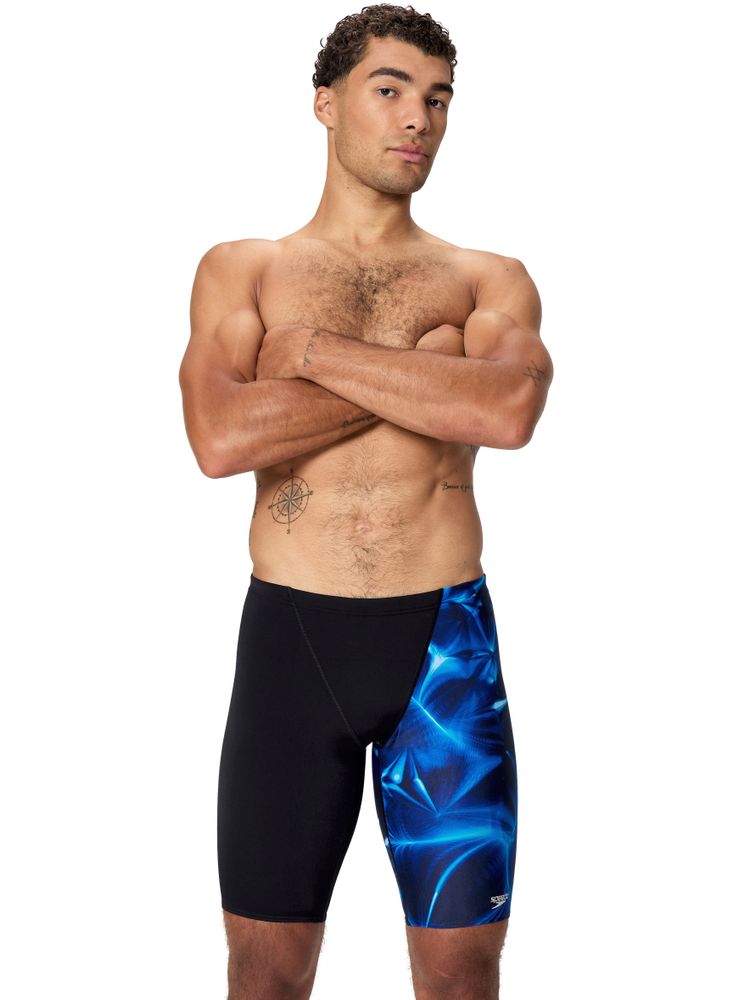 Speedo Mens Print V-Cut Jammers - Anthracite/Sapphire