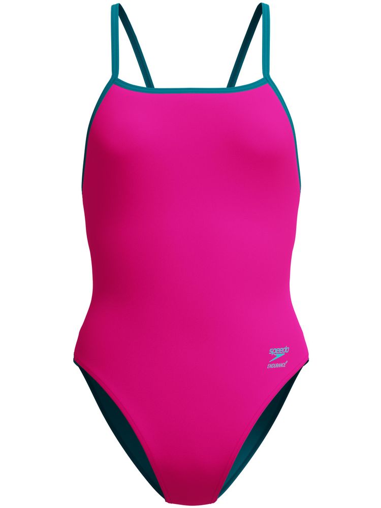 Speedo Solid Tri Back One Piece - Punchy Pink
