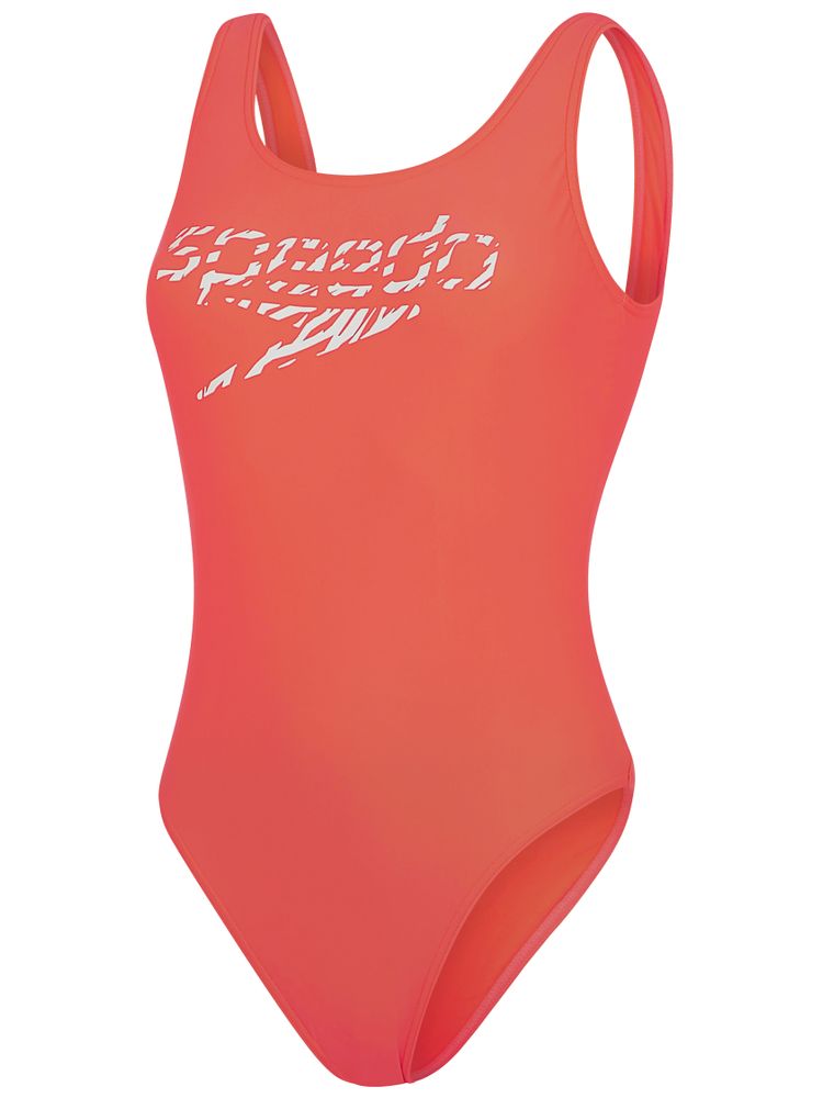 Speedo Logo Deep U-Back One Piece - Siren Red