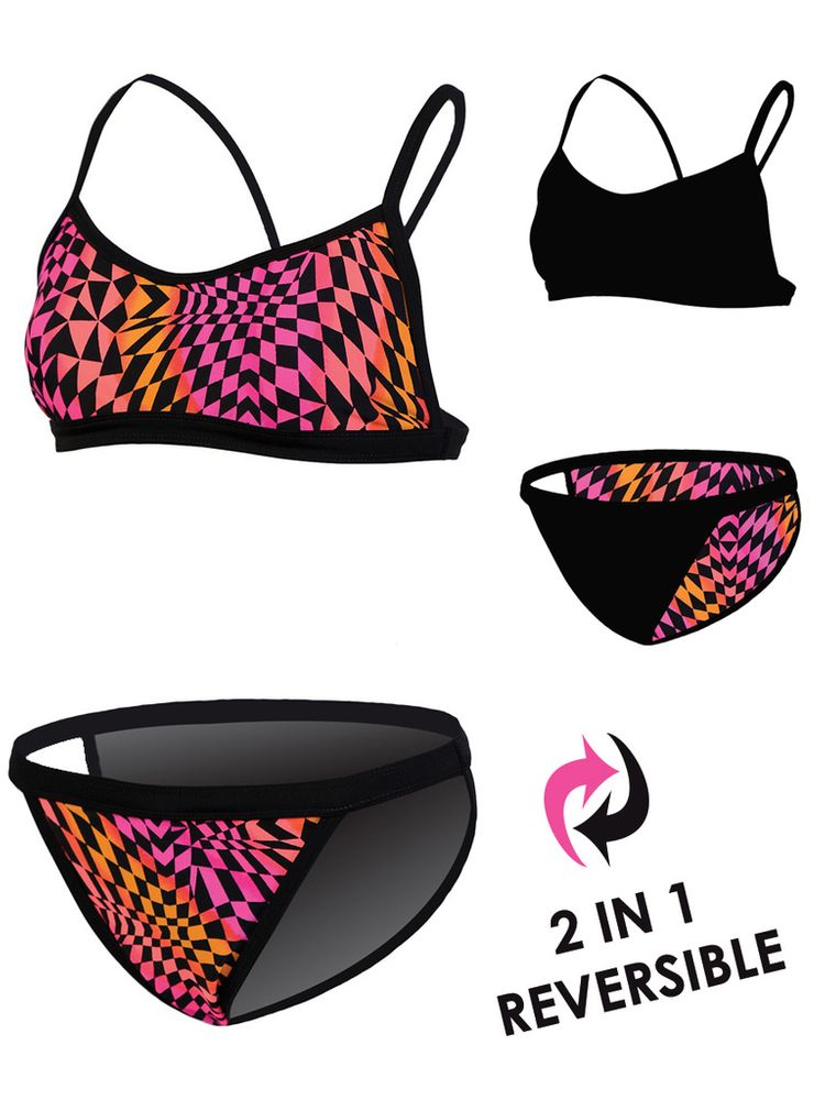 Dolfin Tetris Pink Reversible Womens Sports Bikini