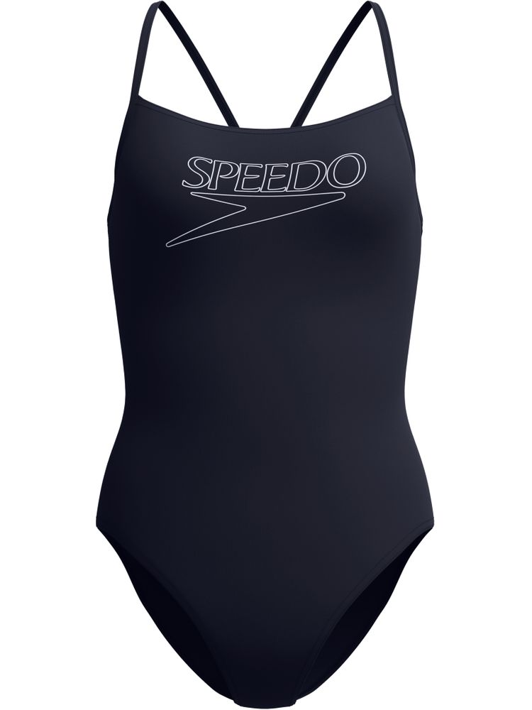 Speedo Classic Logo Thinstrap One Piece - Anthracite