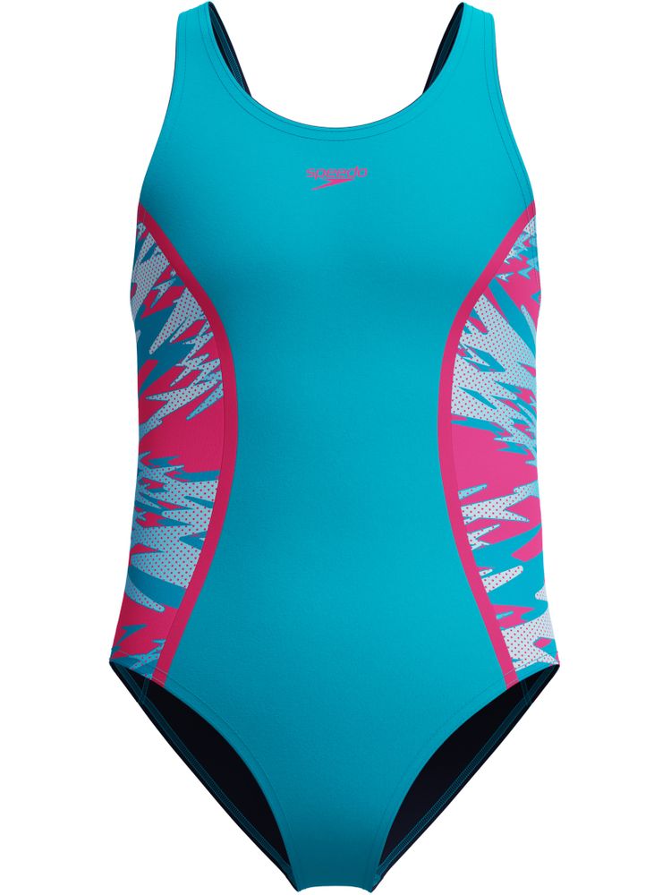 Speedo Hyperboom Splice Muscleback One Piece - Mayan Blue/Margarita Pink